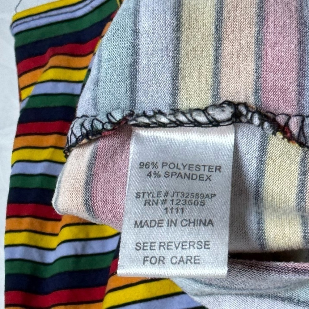 Heart & Hips Rainbow Striped Short Sleeve Cropped Top Size L - Picture 5 of 6